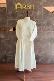 Arsh Handcrafted Pure Cotton White Chikan Angarkha - arshchikan