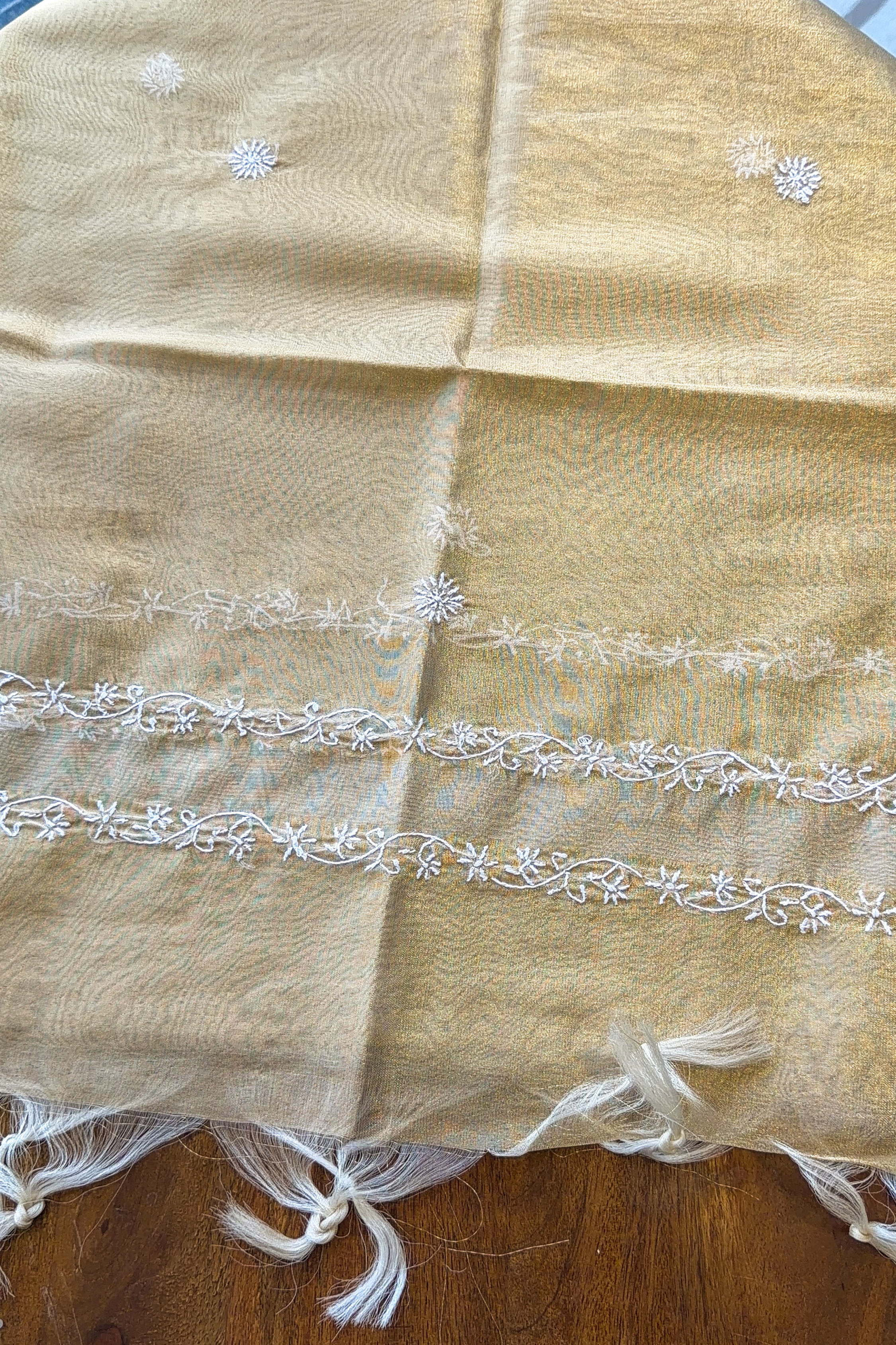 Arsh Handcrafted Pure Tissue Organza Kurti and Dupatta set. - arshchikan