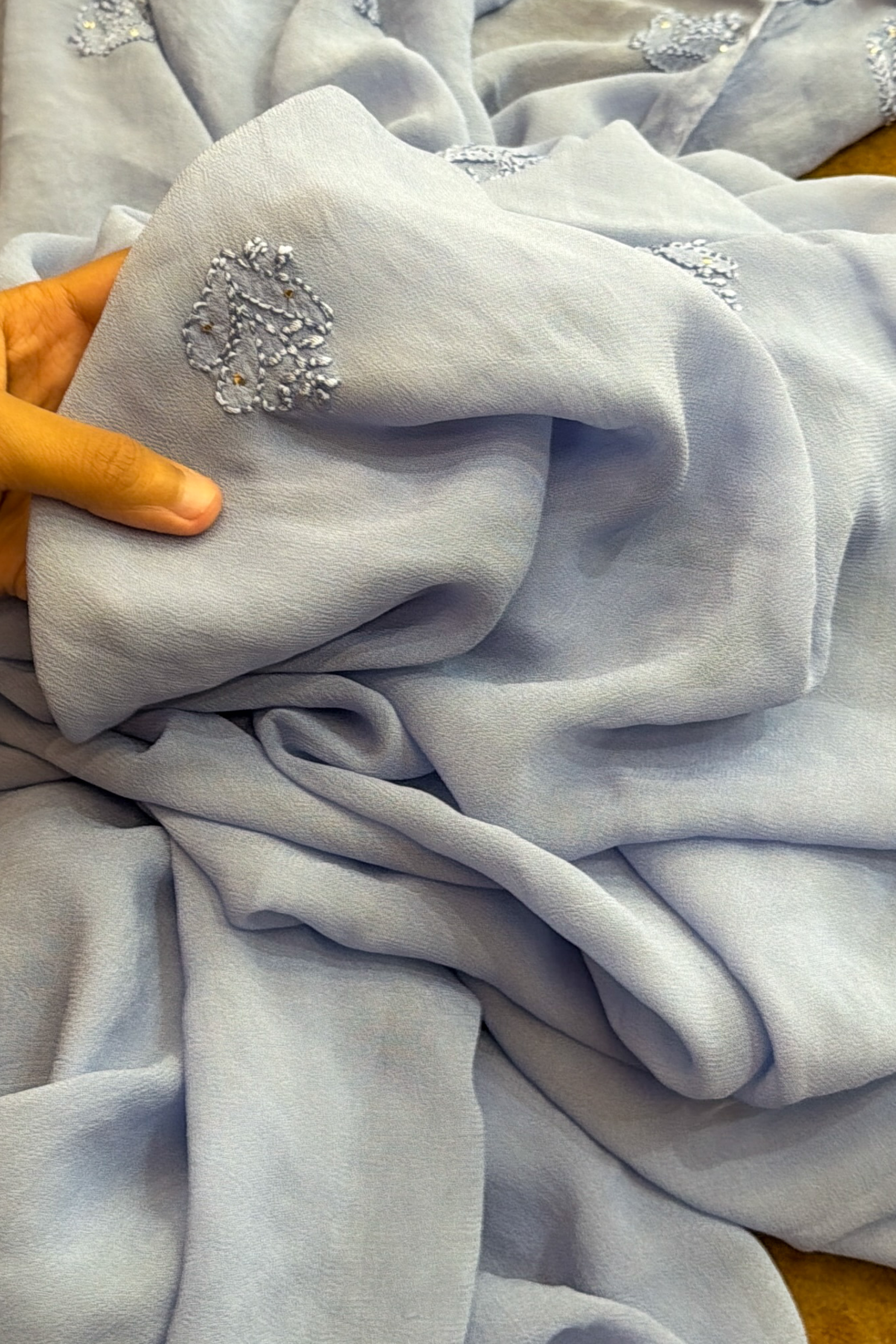 Arsh Handcrafted Pure Viscose Georgette Unstitched Chikankari 2pc Suit Set - arshchikan