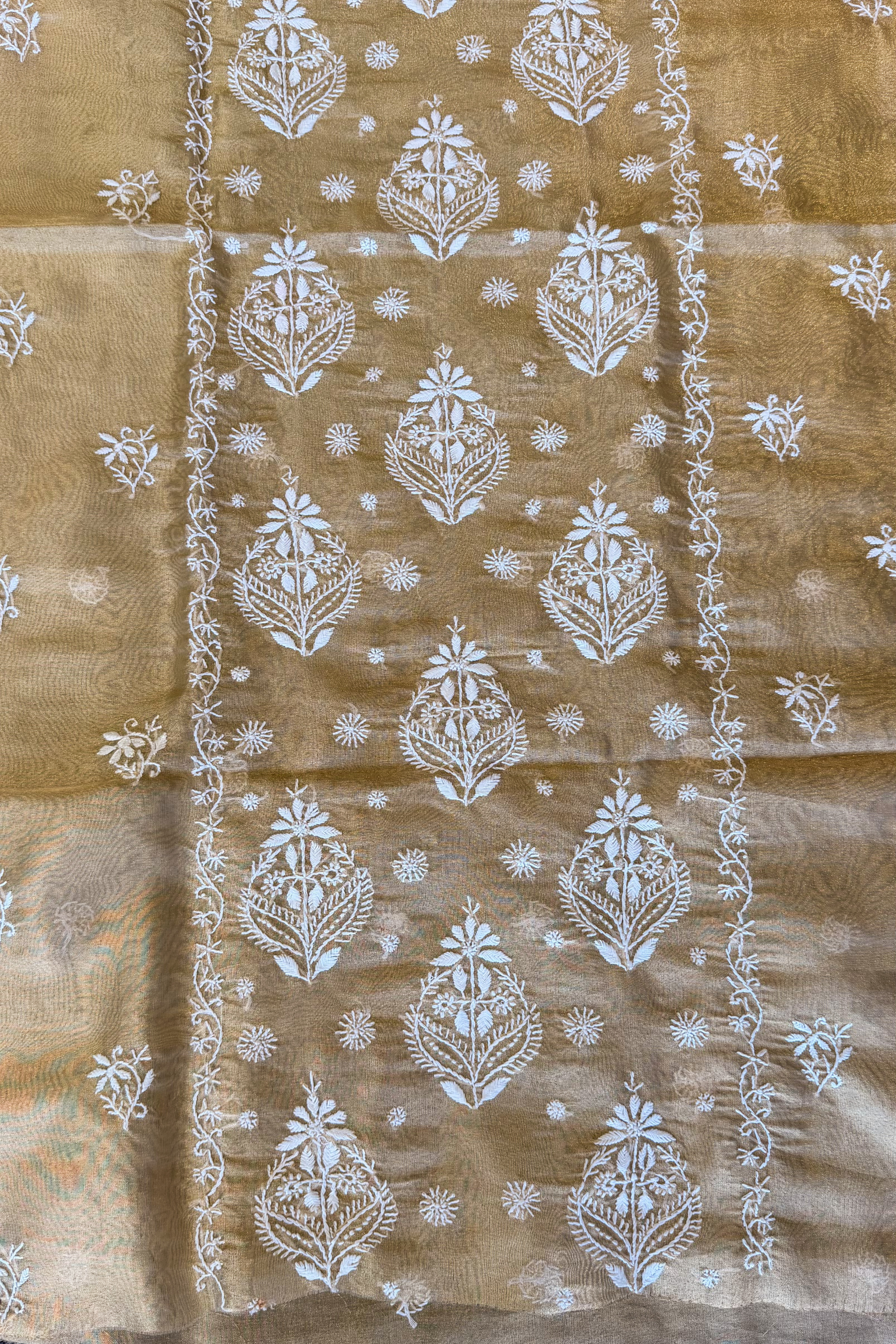 Arsh Handcrafted Pure Tissue Organza Kurti and Dupatta set. - arshchikan