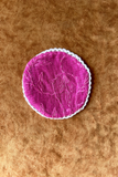 Arsh Hand Embroidered Round Coasters 13 cm, Cotton, Set of 6 in Magenta Pink