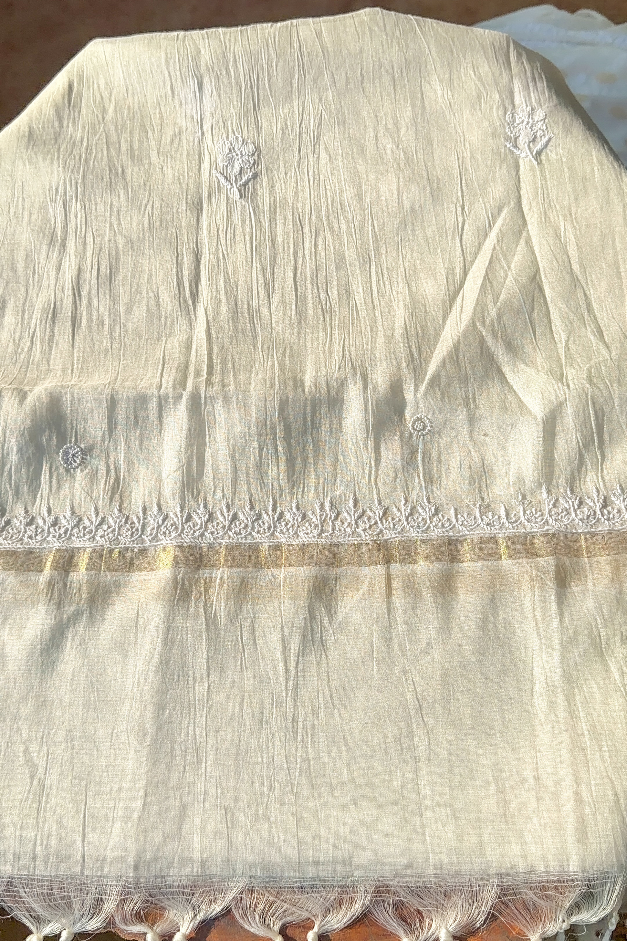 Arsh Handcrafted Pure Mul Chanderi Kurti and Dupatta Semi Stitched Set - arshchikan
