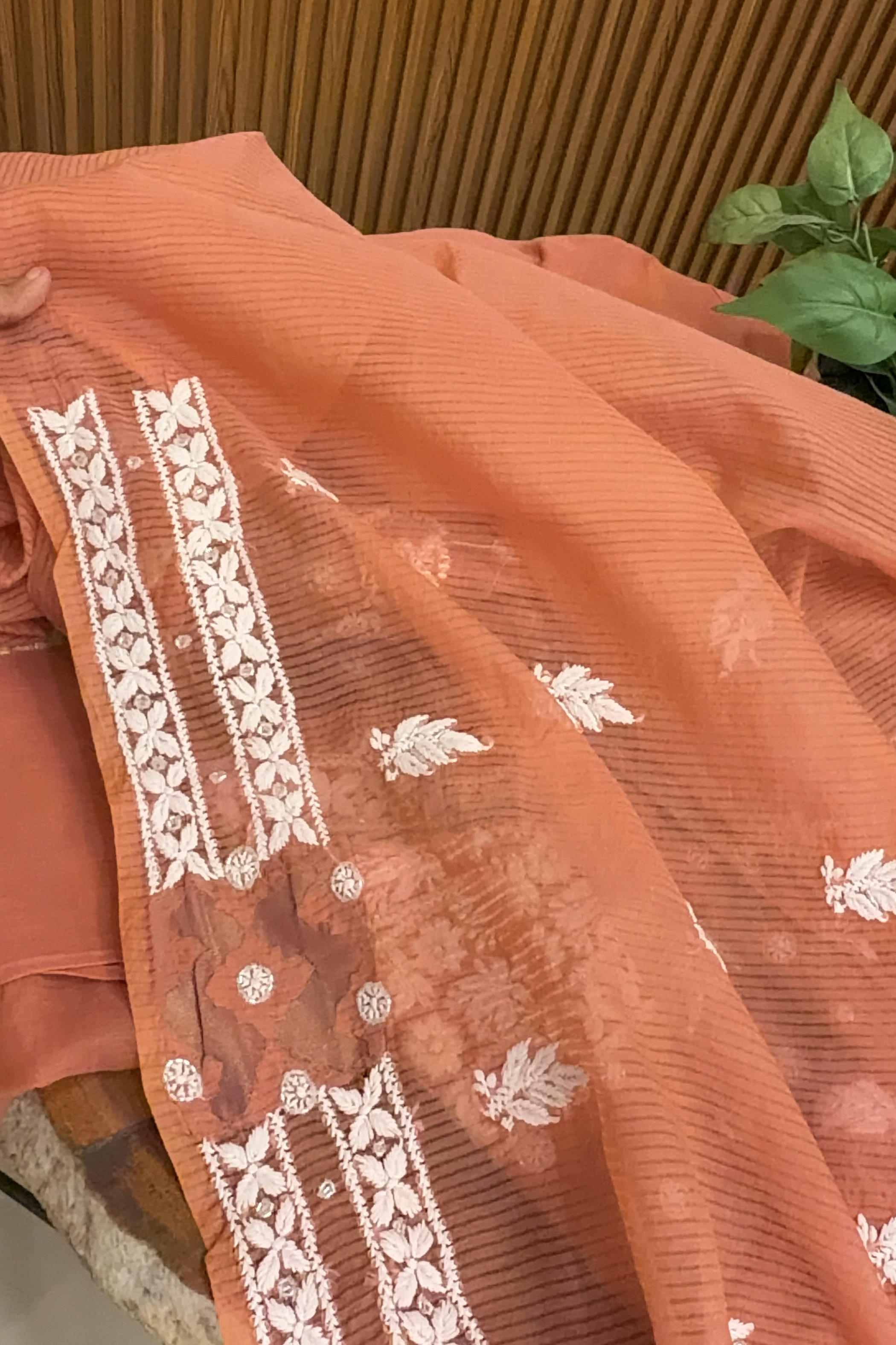 Arsh Handcrafted Pure Tissue Cutwork Unstitched Suit Set - arshchikan