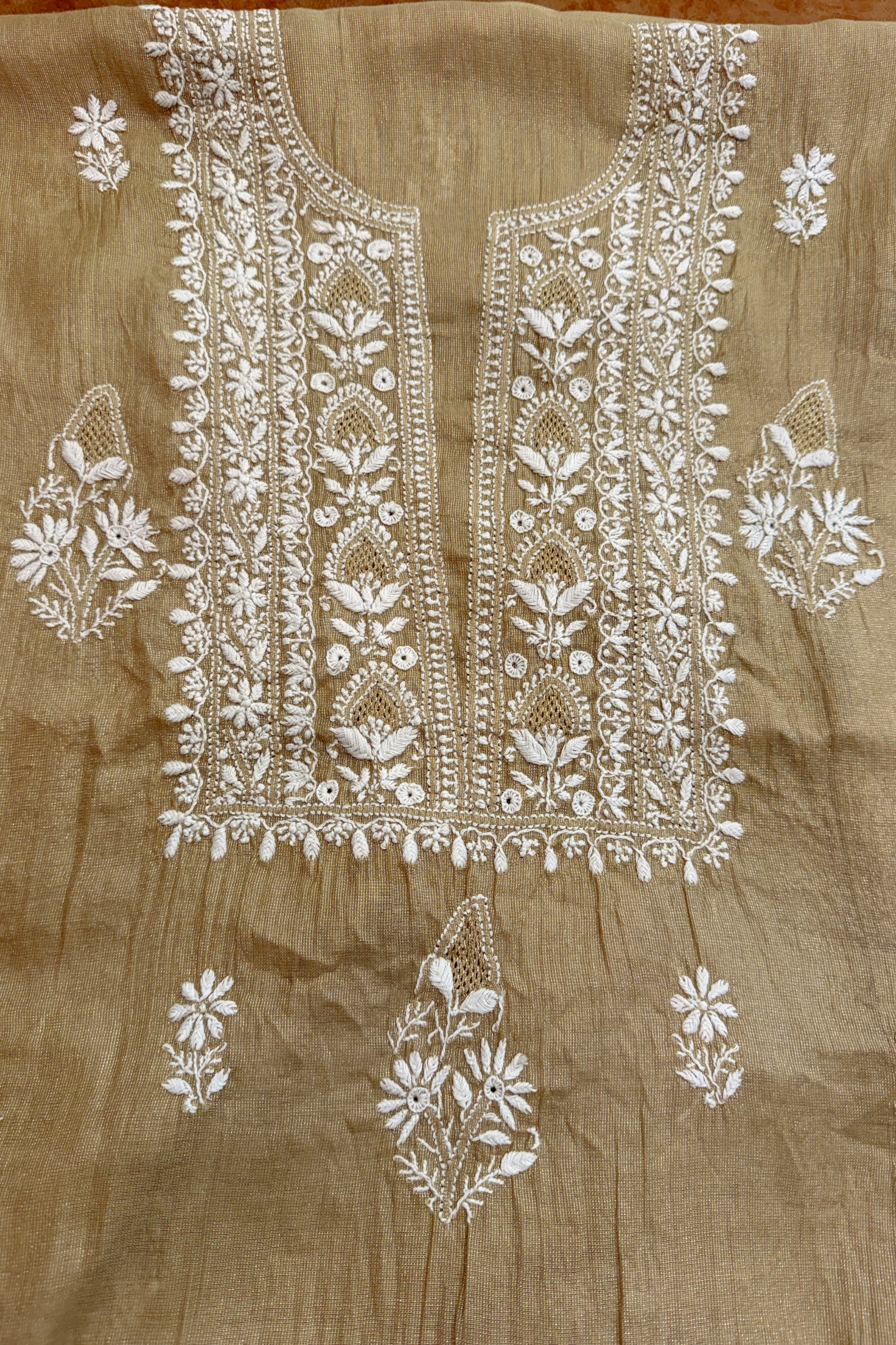 Arsh Handcrafted Tissue Chanderi Kurti and Dupatta Set - arshchikan