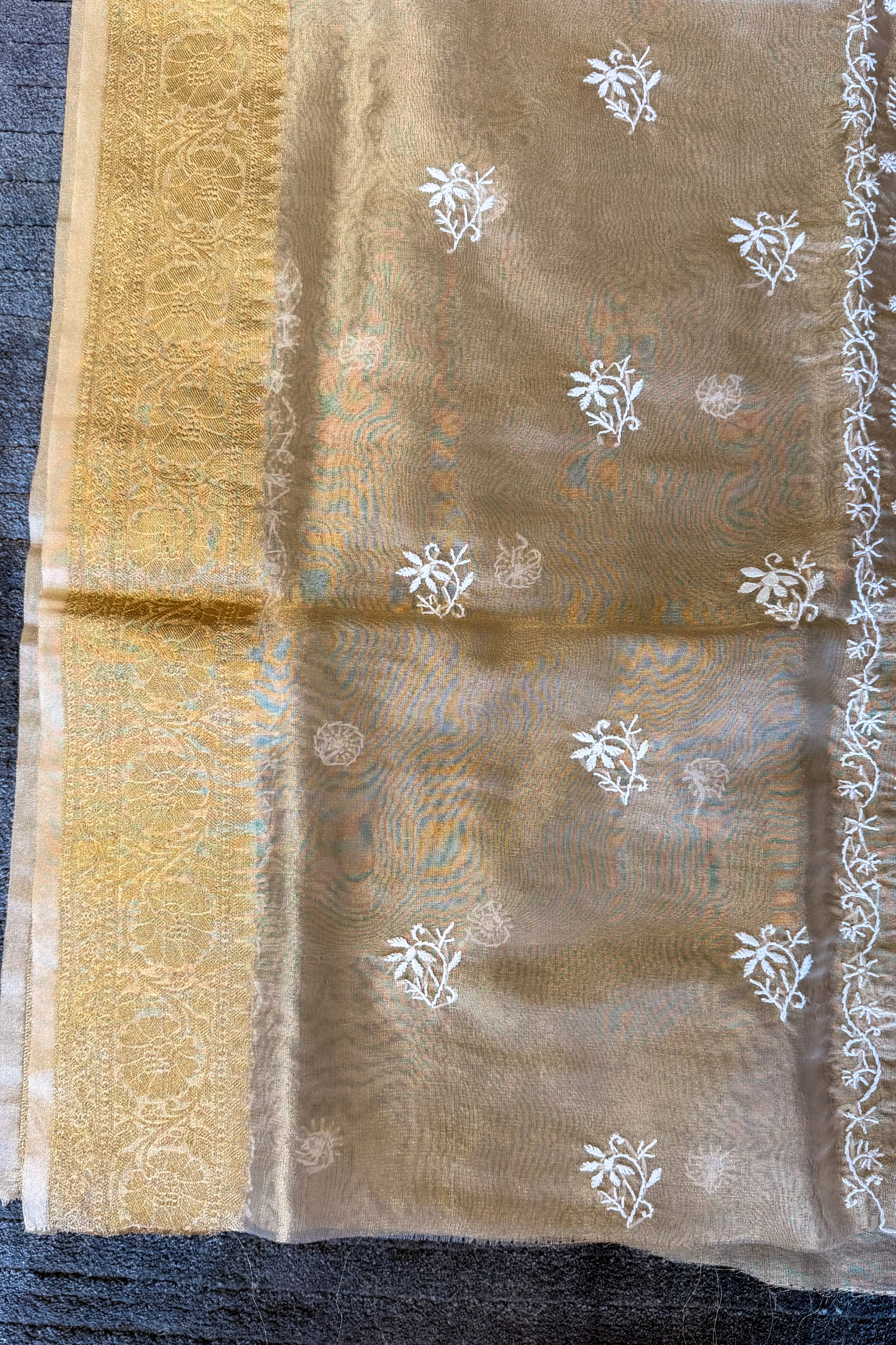 Arsh Handcrafted Pure Tissue Organza Kurti and Dupatta set. - arshchikan