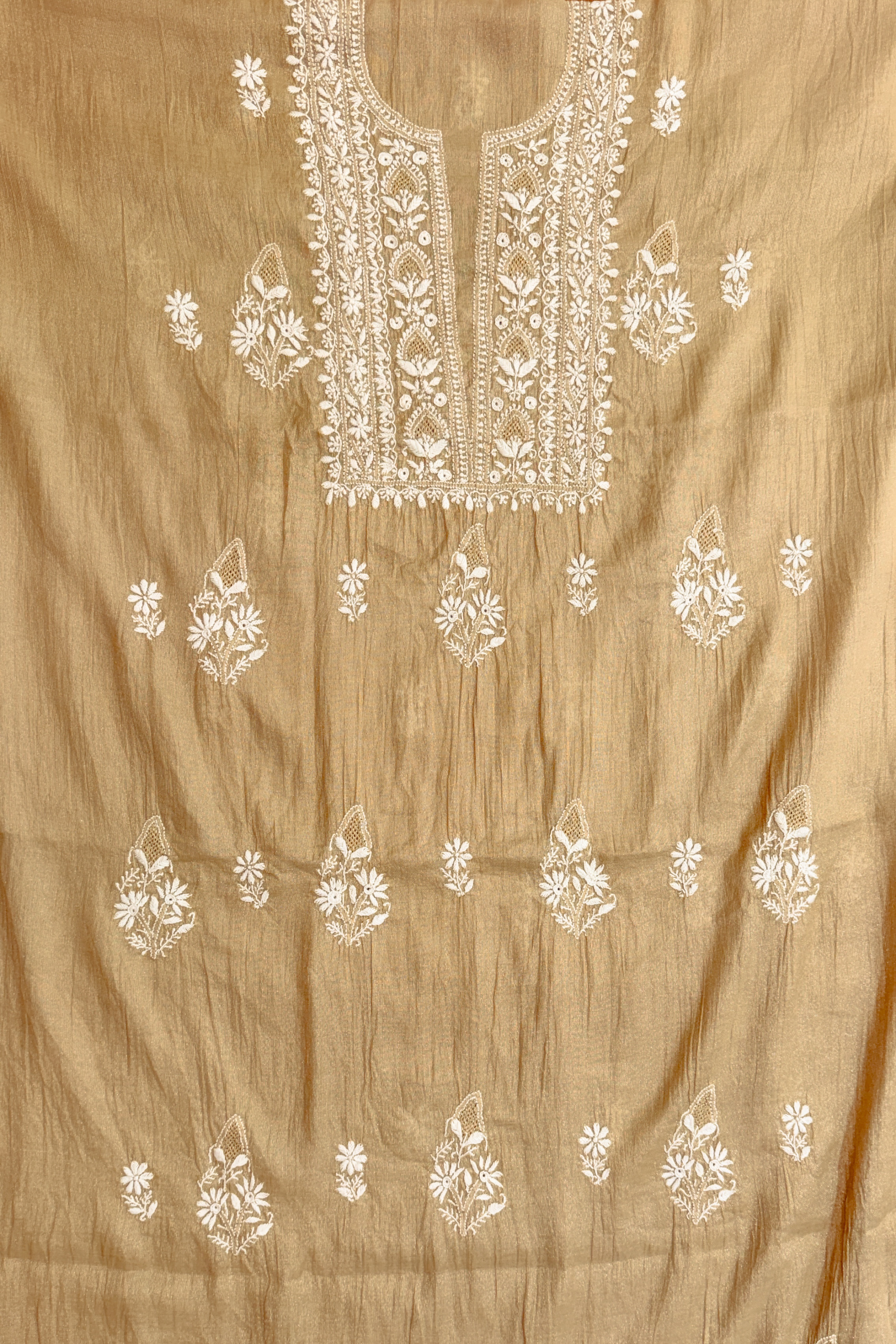 Arsh Handcrafted Tissue Chanderi Kurti and Dupatta Set - arshchikan