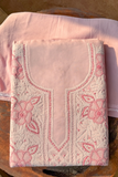 Arsh Handcrafted Onion Pink Cotton Unstitched Chikankari 3pc Suit Set - arshchikan