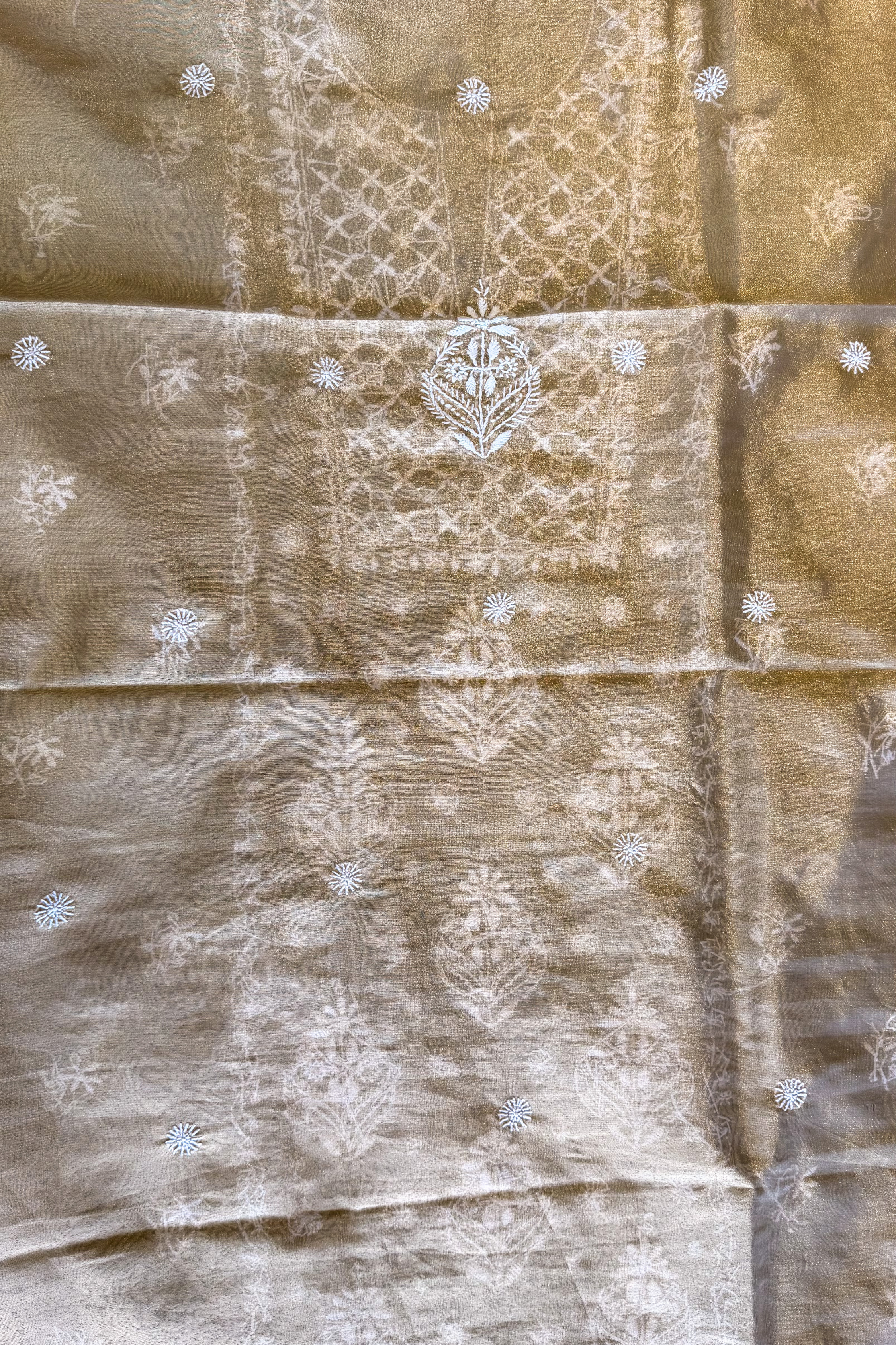 Arsh Handcrafted Pure Tissue Organza Kurti and Dupatta set. - arshchikan