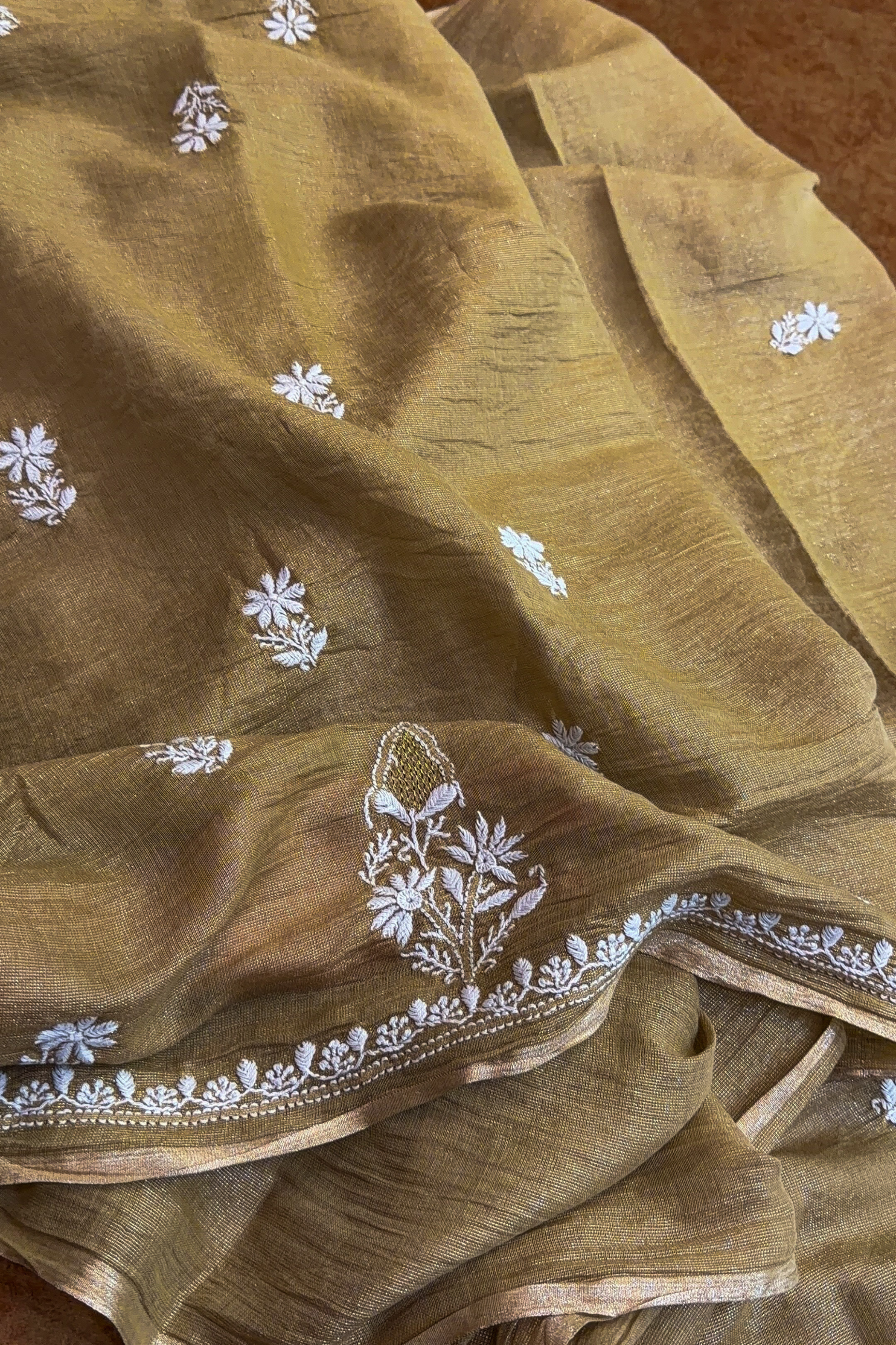 Arsh Handcrafted Tissue Chanderi Kurti and Dupatta Set - arshchikan