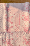 Arsh Handcrafted Onion Pink Cotton Unstitched Chikankari 3pc Suit Set - arshchikan