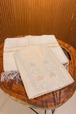 Arsh Handmade Mul Chanderi Unstitched Chikankari Kurti and Dupatta set