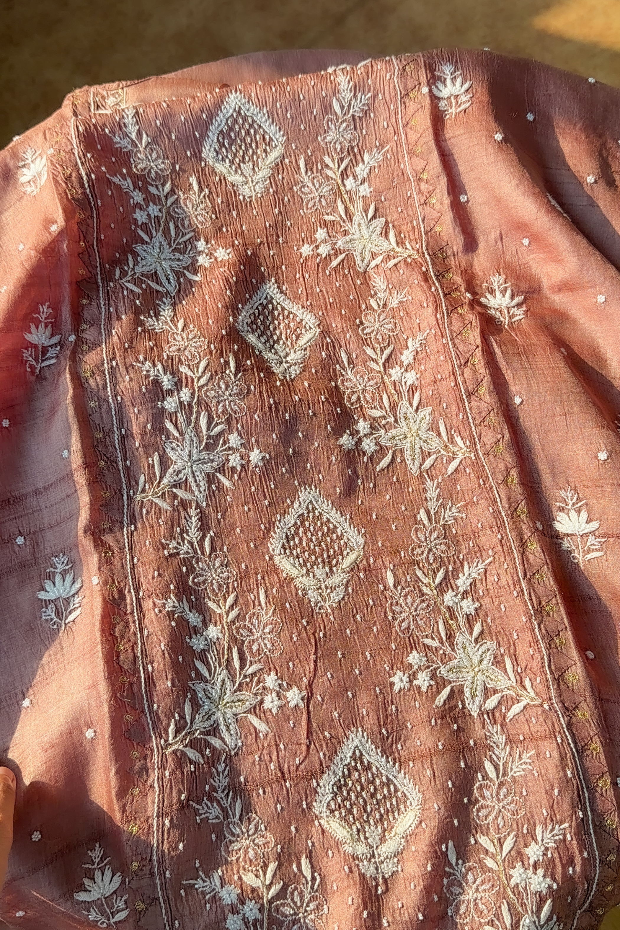 Arsh Handcrafted Chanderi Silk Kurti and Dupatta Semi Stitched Set - arshchikan