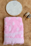 Arsh Handcrafted Pink Georgette Unstitched Chikankari 3pc Suit