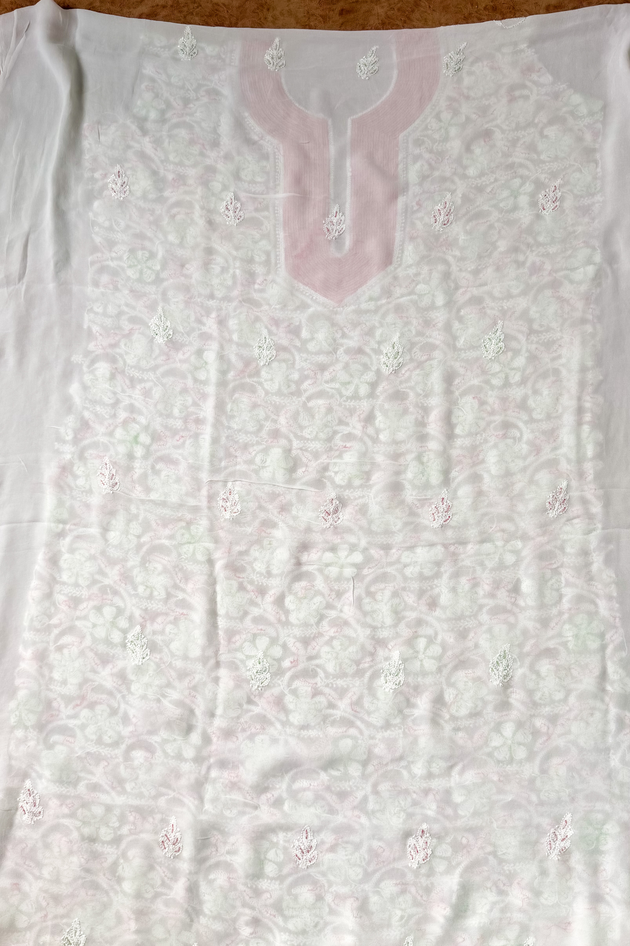 Arsh Handcrafted Pure Viscose Georgette Unstitched Chikankari 3pc Suit Set - arshchikan