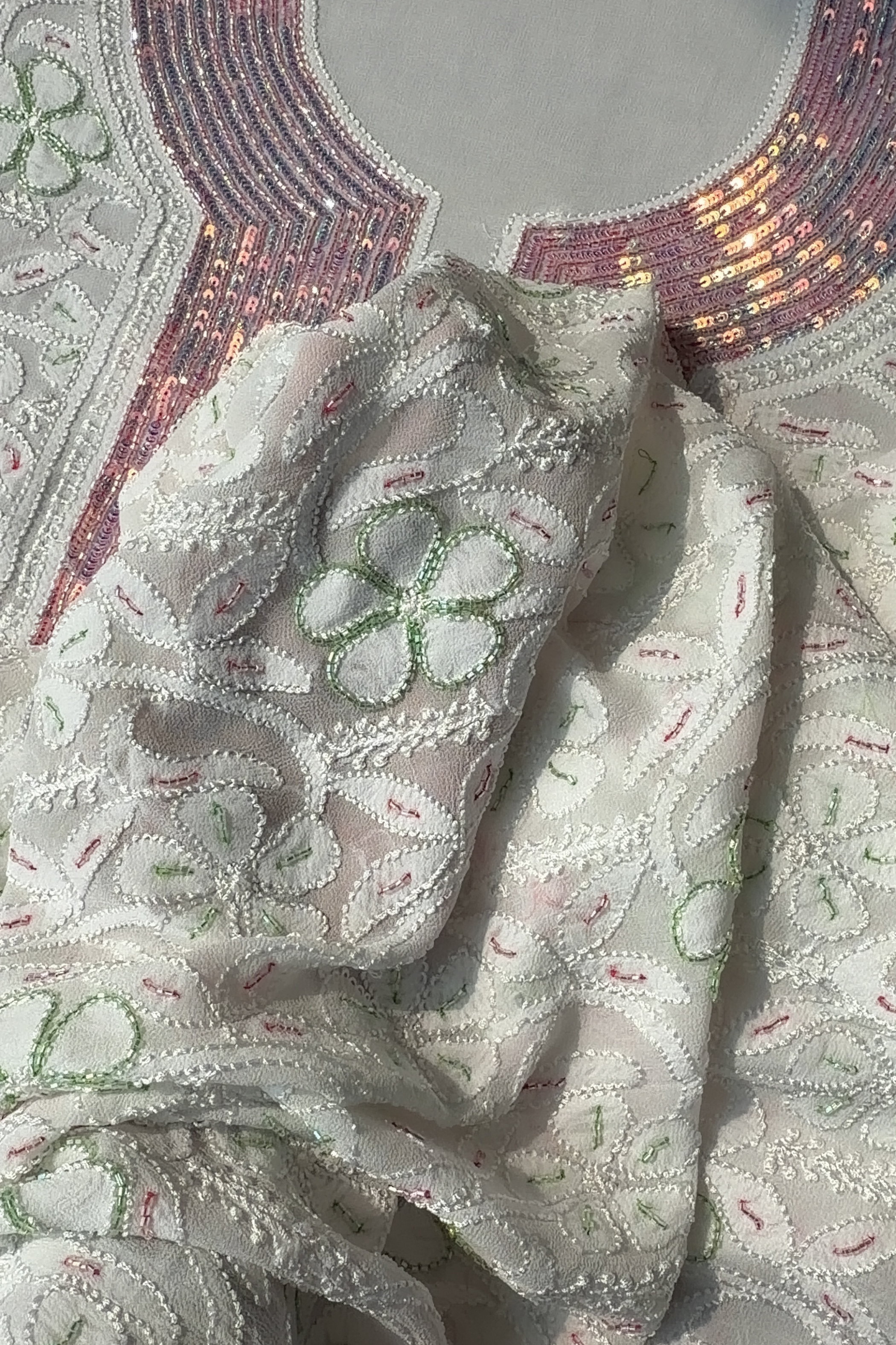 Arsh Handcrafted Pure Viscose Georgette Unstitched Chikankari 3pc Suit Set - arshchikan