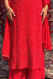 Arsh Handcrafted Kurta, Dupatta and Plazzo Set dyed in Red Colour
