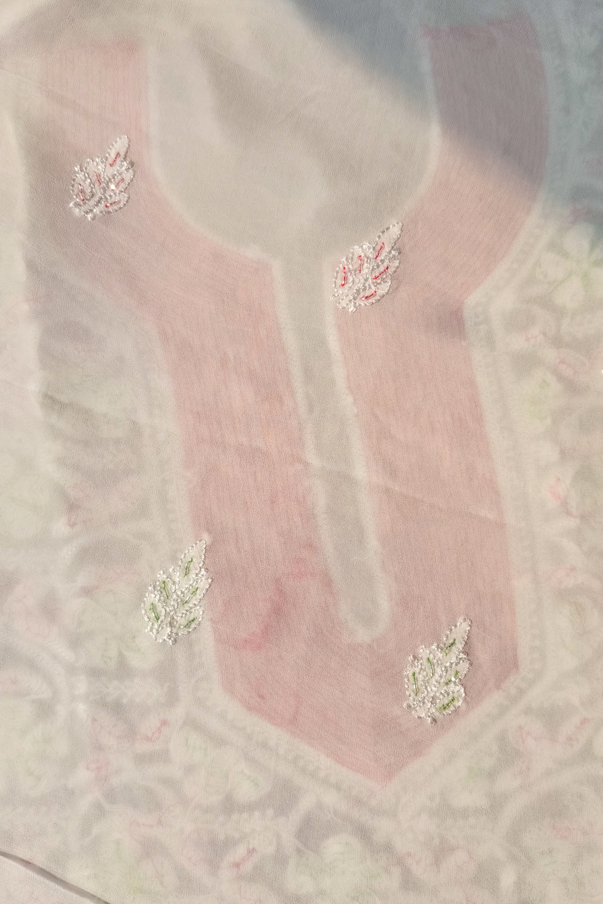 Arsh Handcrafted Pure Viscose Georgette Unstitched Chikankari 3pc Suit Set - arshchikan