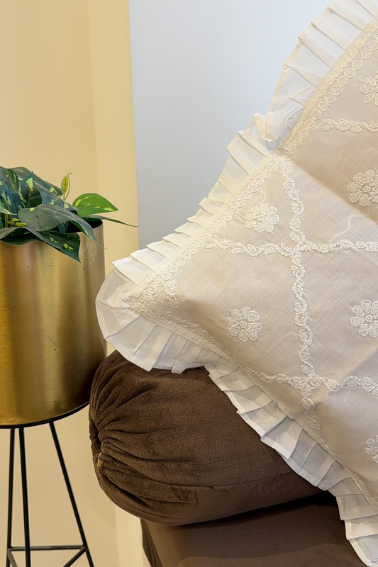 Arsh Hand Embroidered Chikankari Cushion Covers – Set of 5