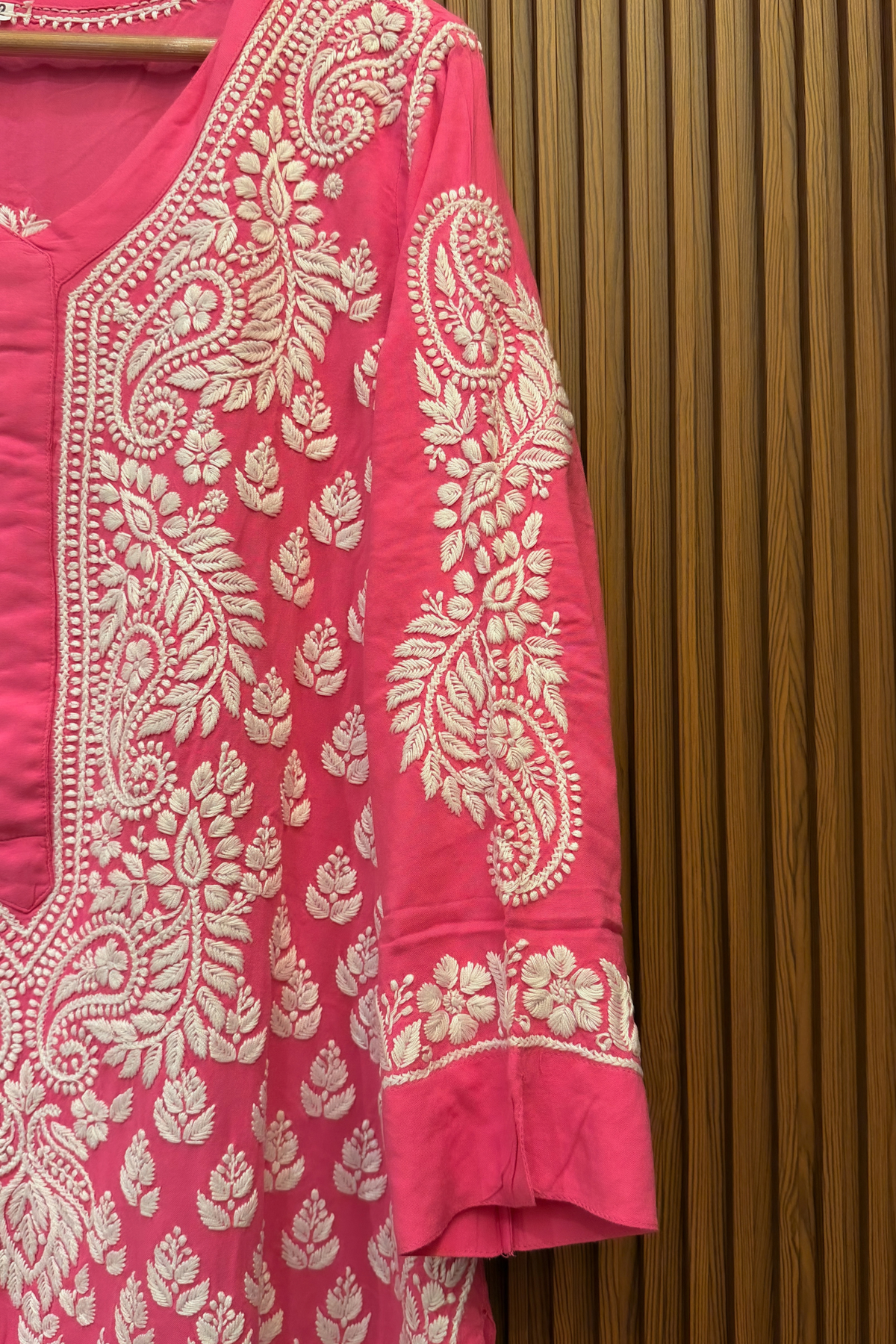 Arsh Handcrafted Hot Pink Chikankari Modal Kurti