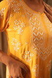 Arsh Handcrafted Kurti And Plazzo 2 pc Chikankari Set in Mango Yellow Colour