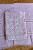 Arsh Handcrafted Mul Chanderi Unstitched Chikankari Kurti and Dupatta set