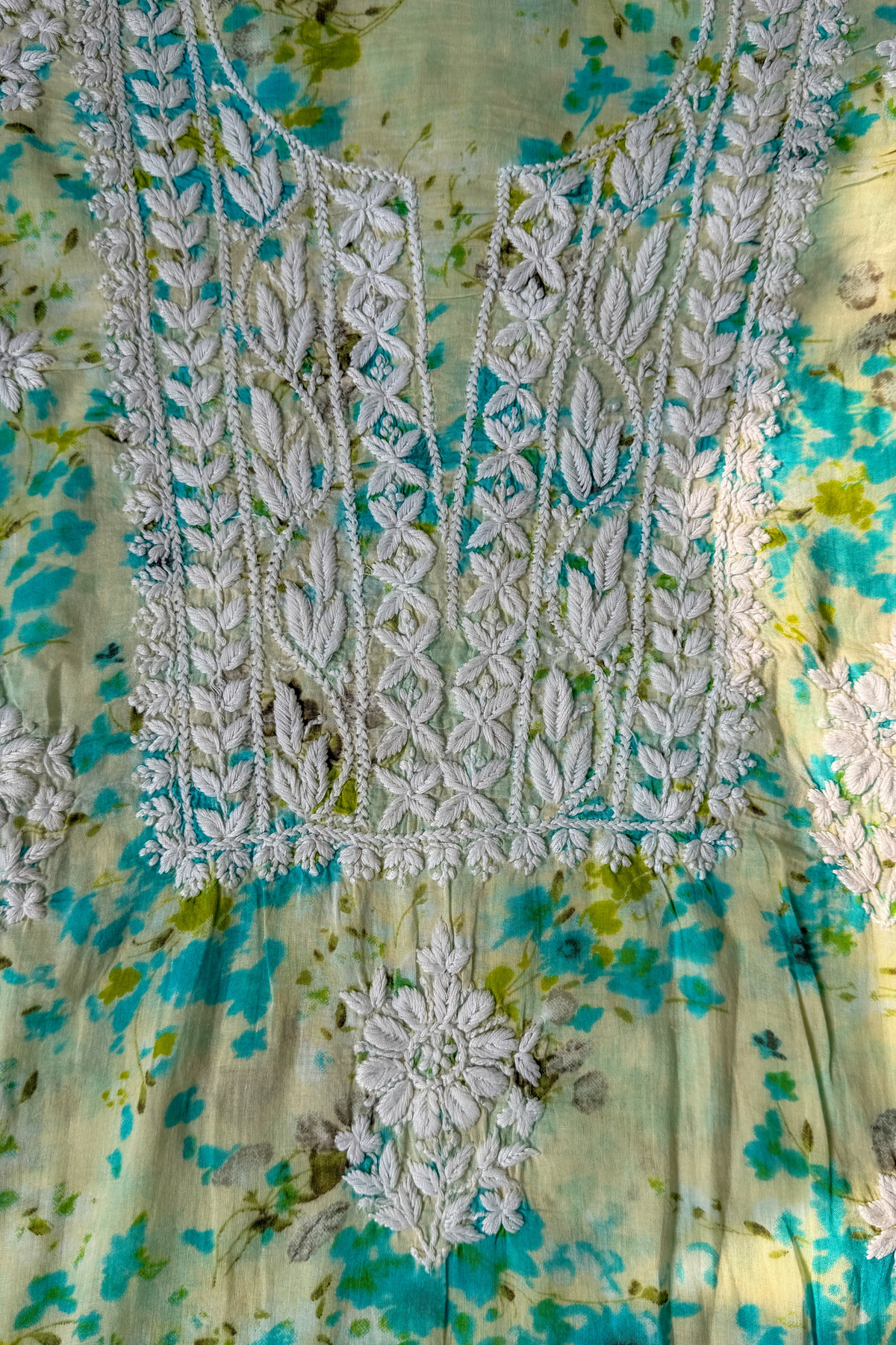 Arsh Handcrafted Pure MulMul Printed Unstitched Chikankari Kurti and Dupatta Set