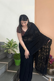 Arsh Handcrafted Georgette All Over Chikan Black Embroidered Saree