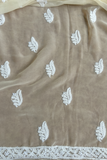 Arsh Handcrafted Beige Georgette Chikankari 3pc Suit Set