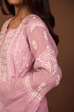 Arsh Handcrafted Mul Chanderi chikankari Gown