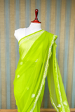 Arsh Handcrafted Semi Georgette Heavy Palla Chikan Embroidered Saree