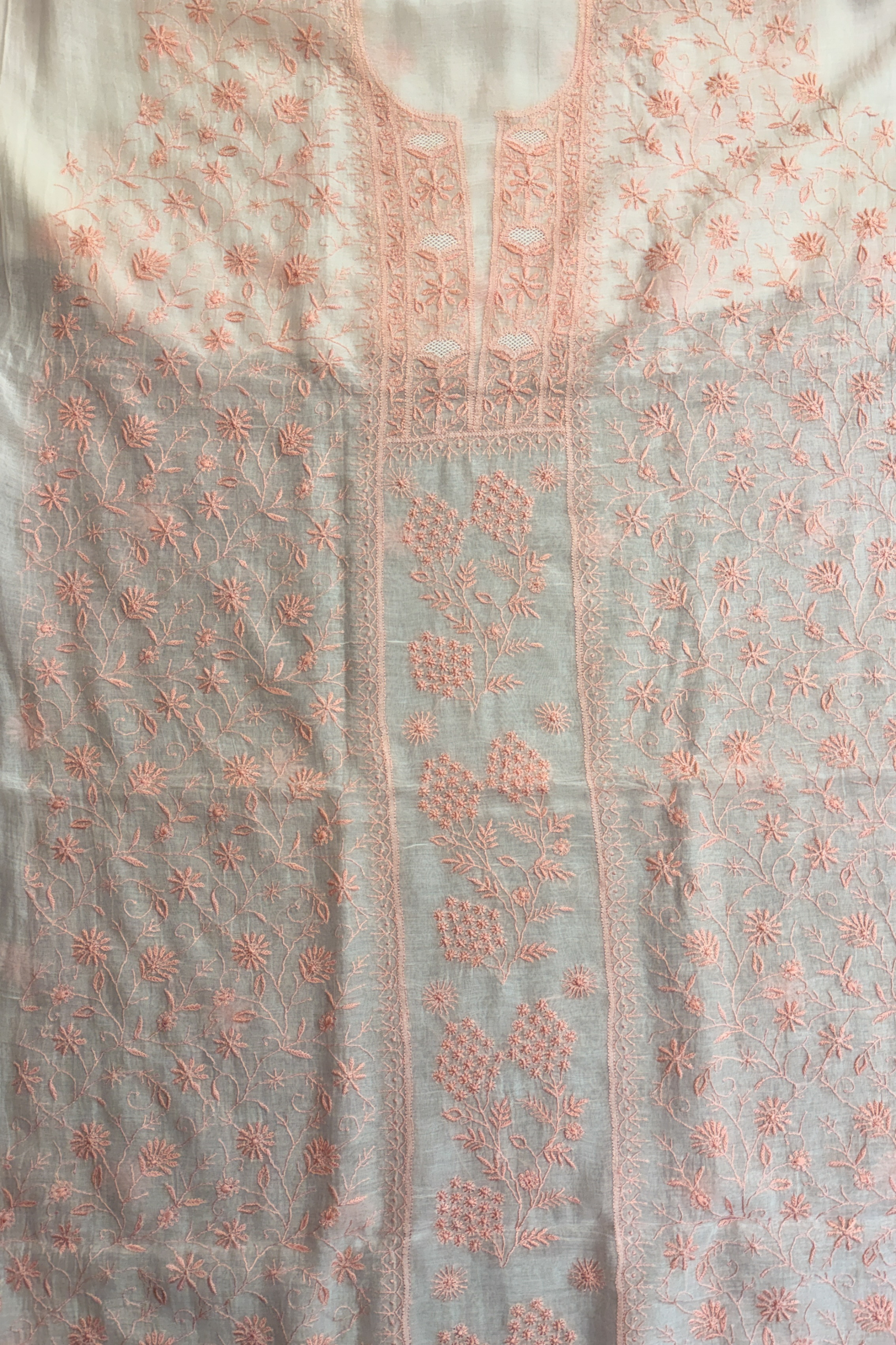 Arsh Handcrafted Mul Chanderi Unstitched Chikankari Kurti and Dupatta set - arshchikan