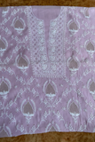 Arsh Handcrafted Mul Chanderi Unstitched Chikankari Kurti and Dupatta set
