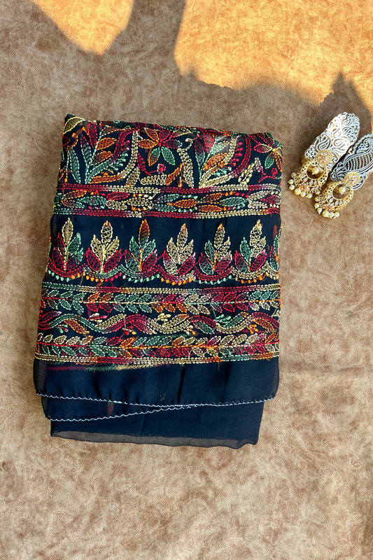 Arsh Handcrafted Front Jaal Georgette Unstitched Chikankari 3pc Suit