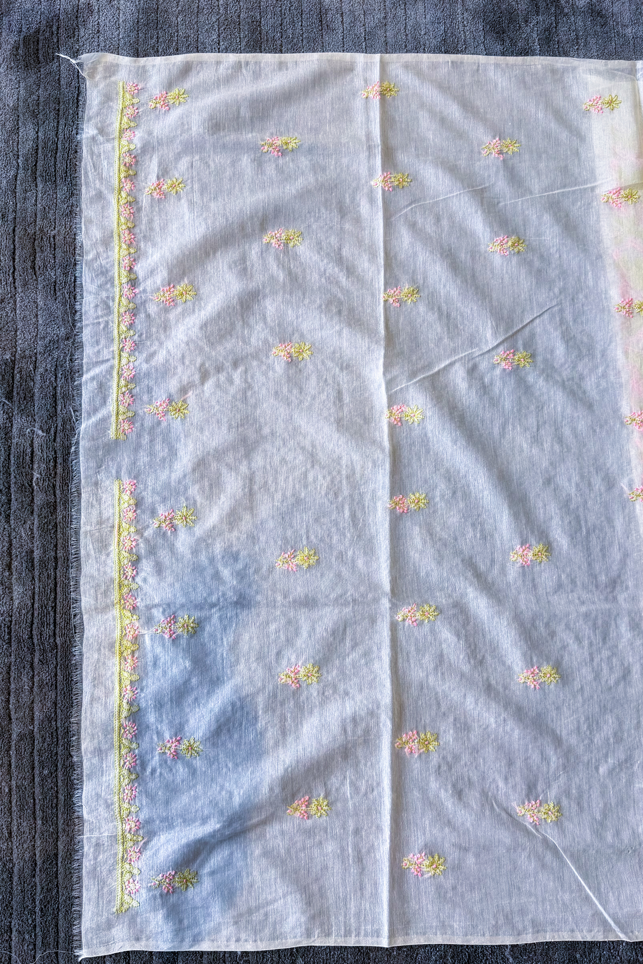 Arsh Handcrafted Mul Chanderi Unstitched Chikankari Kurti and Dupatta set - arshchikan