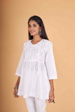 Arsh Handcrafted Pure Cotton Short Angarkha Chikan Top