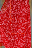 Arsh Handcrafted Semi Georgette Chikankari Red Dupatta