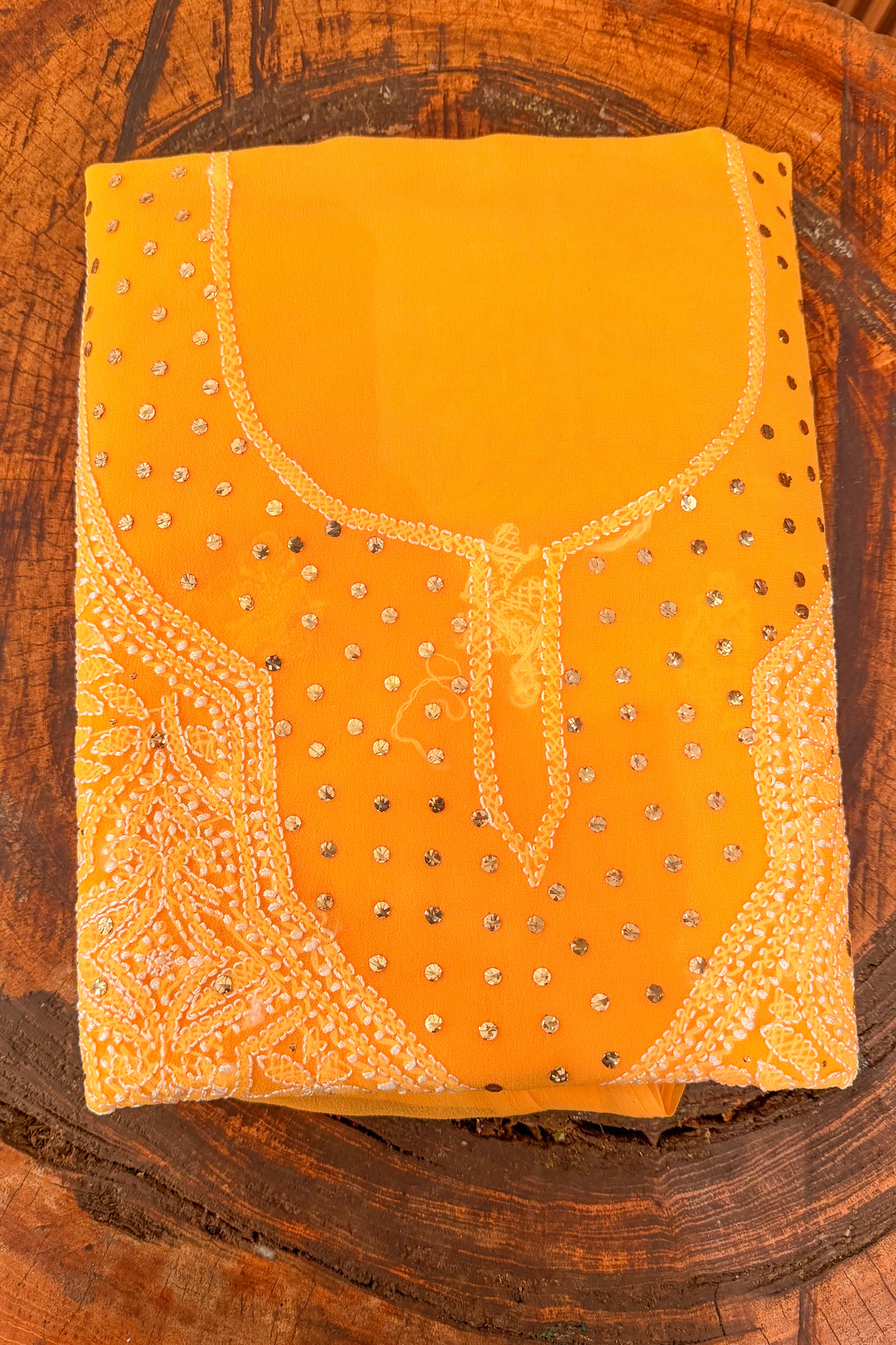 Arsh Handcrafted Faux Georgette Unstitched Chikankari Kurti and Dupatta set
