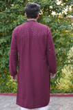 Arsh Maroon All Over Embroidered With Sequins Men's Kurta