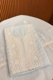 Arsh Handcrafted Mul Chanderi Unstitched Chikankari Kurti and Dupatta set