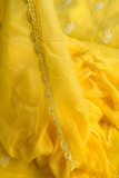 Arsh Handcrafted Yellow Cotton Unstitched Daraj Chikankari 3pc Suit Set