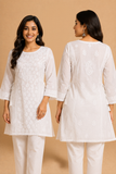 Arsh Handcrafted White Hand Embroidered Chikankari A-Line Top