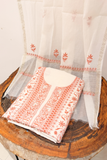 Arsh Handcrafted Mul Chanderi Unstitched Chikankari Kurti and Dupatta set
