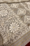 Arsh Hand Crafted Pure Tissue Chnaderi Chikankari Saree