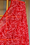Arsh Handcrafted Semi Georgette Chikankari Red Dupatta
