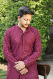 Arsh Maroon All Over Embroidered With Sequins Men's Kurta