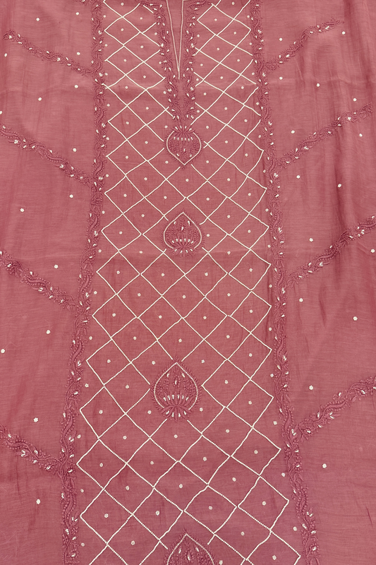 Arsh Hand Embroidered Mul Chanderi Unstitched Chikankari 3pc Suit Set