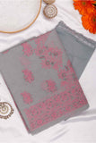 Arsh Handcrafted Dark Grey Cotton Unstitched Chikankari 3pc Suit