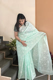 Arsh Handcrafted Georgette All Over Chikan Tepchi Embroidered Saree