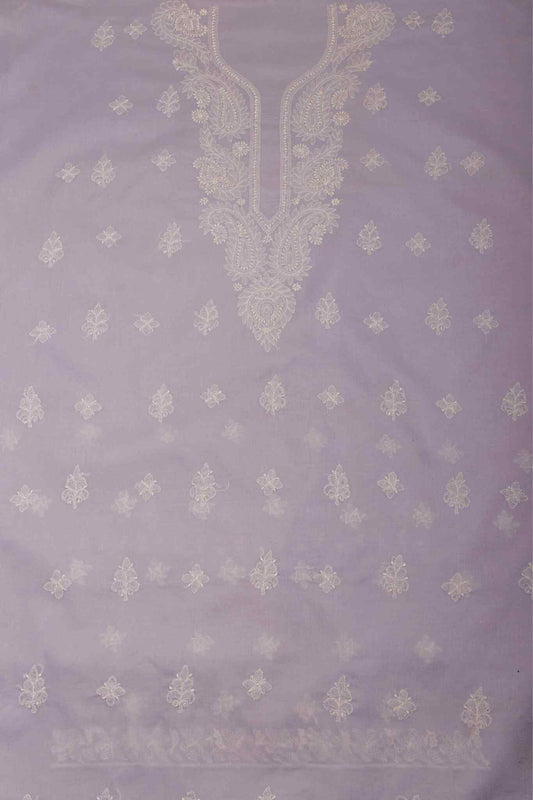 Arsh Handcrafted Lavender Cotton Unstitched Chikankari 3pc Suit