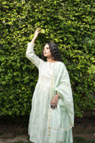 Arsh Handcrafted Pure Chanderi Semi Stitched Gown and Dupatta Set